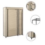 vidaXL folding wardrobe beige fabric clothing storage cabinet organizer
